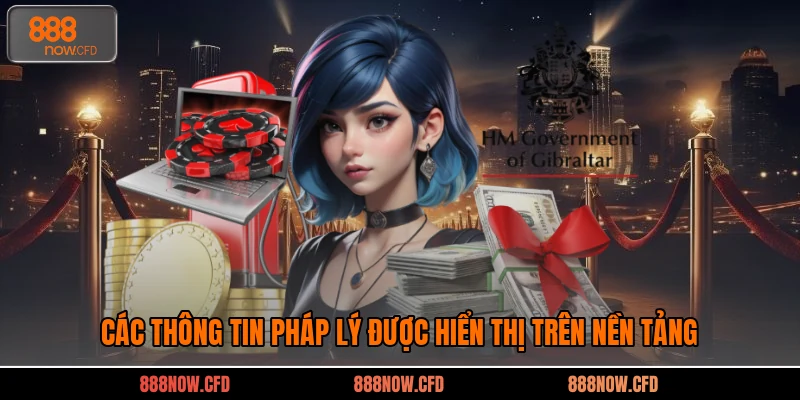 Các thông tin pháp lý được hiển thị trên nền tảng